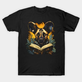 African Wild Dog Reads Book T-Shirt